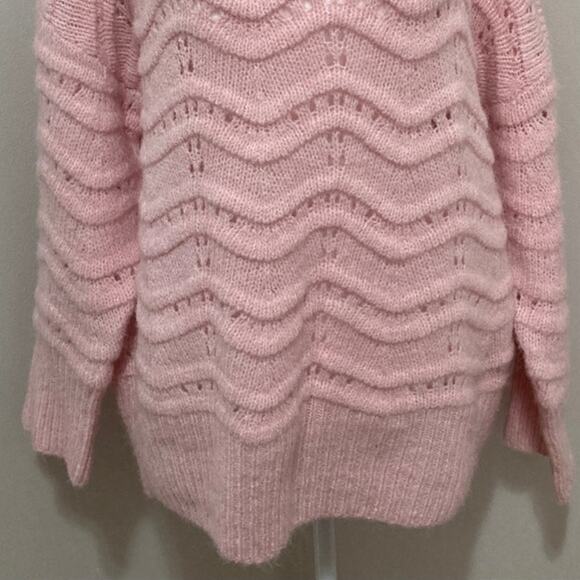 new FRNCH Y2K Sweater Pink Flowy Loose Cable Knit size S/M - Picture 8 of 8